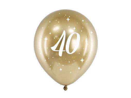 Picture of LATEX BALLOONS 40TH BIRTHDAY CHROME GOLD 12 INCH - 6 PACK